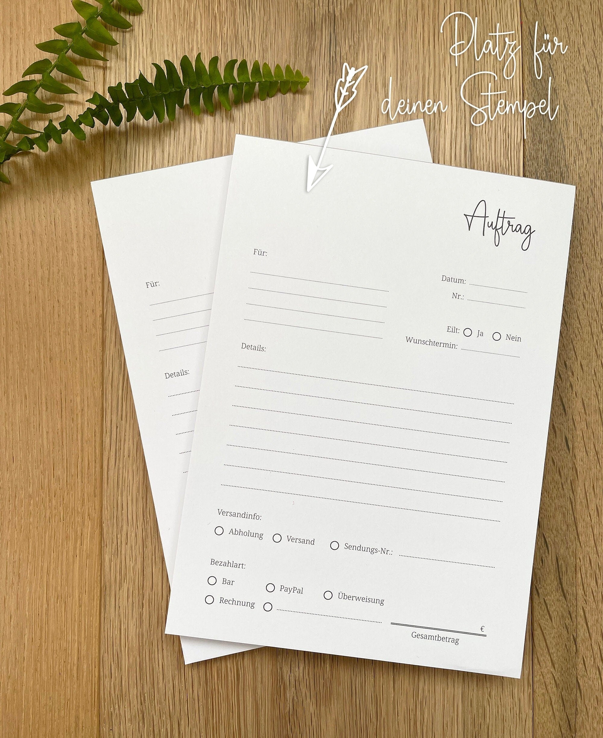 Auftragsblock in Din A5