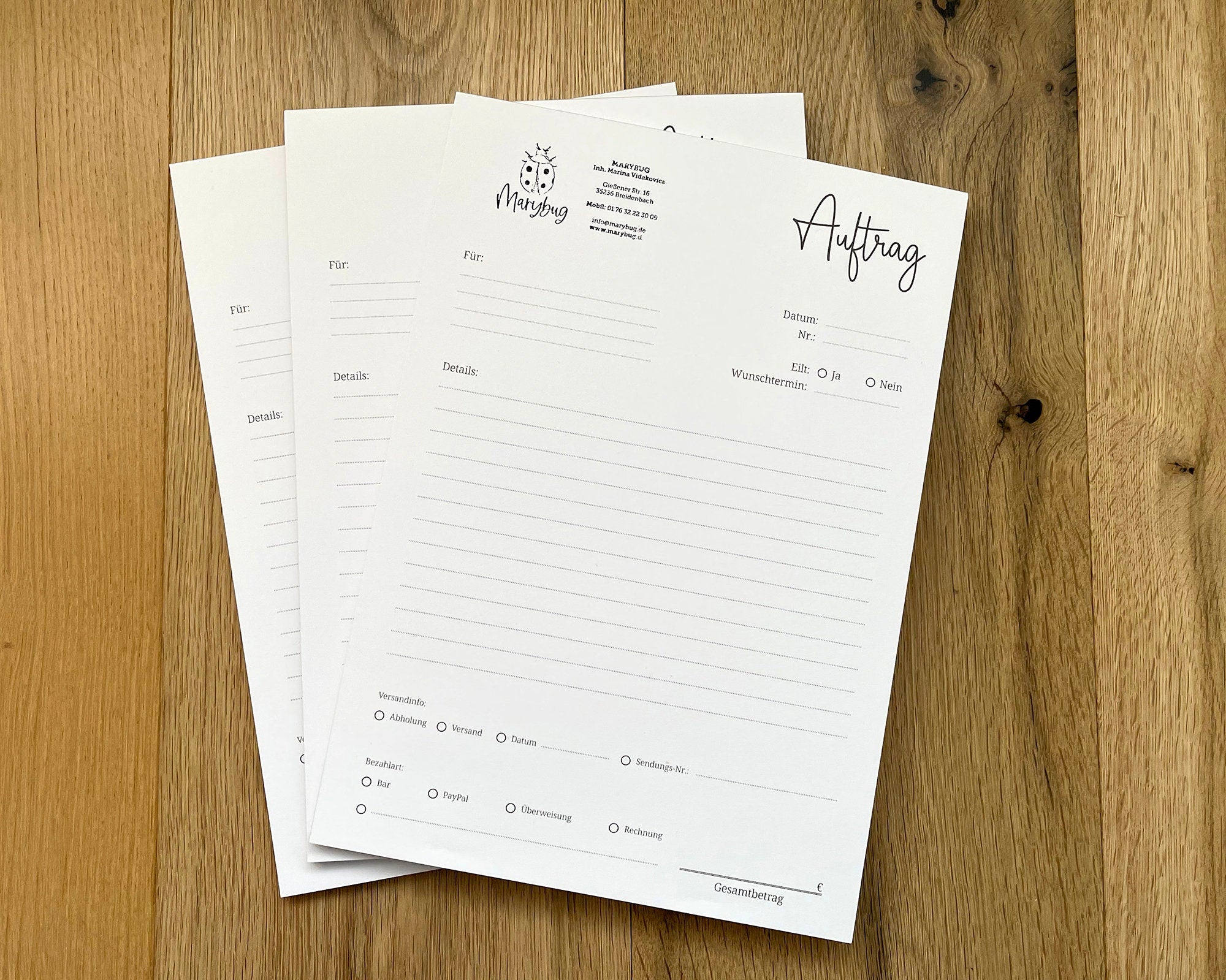 Auftragsblock in Din A4