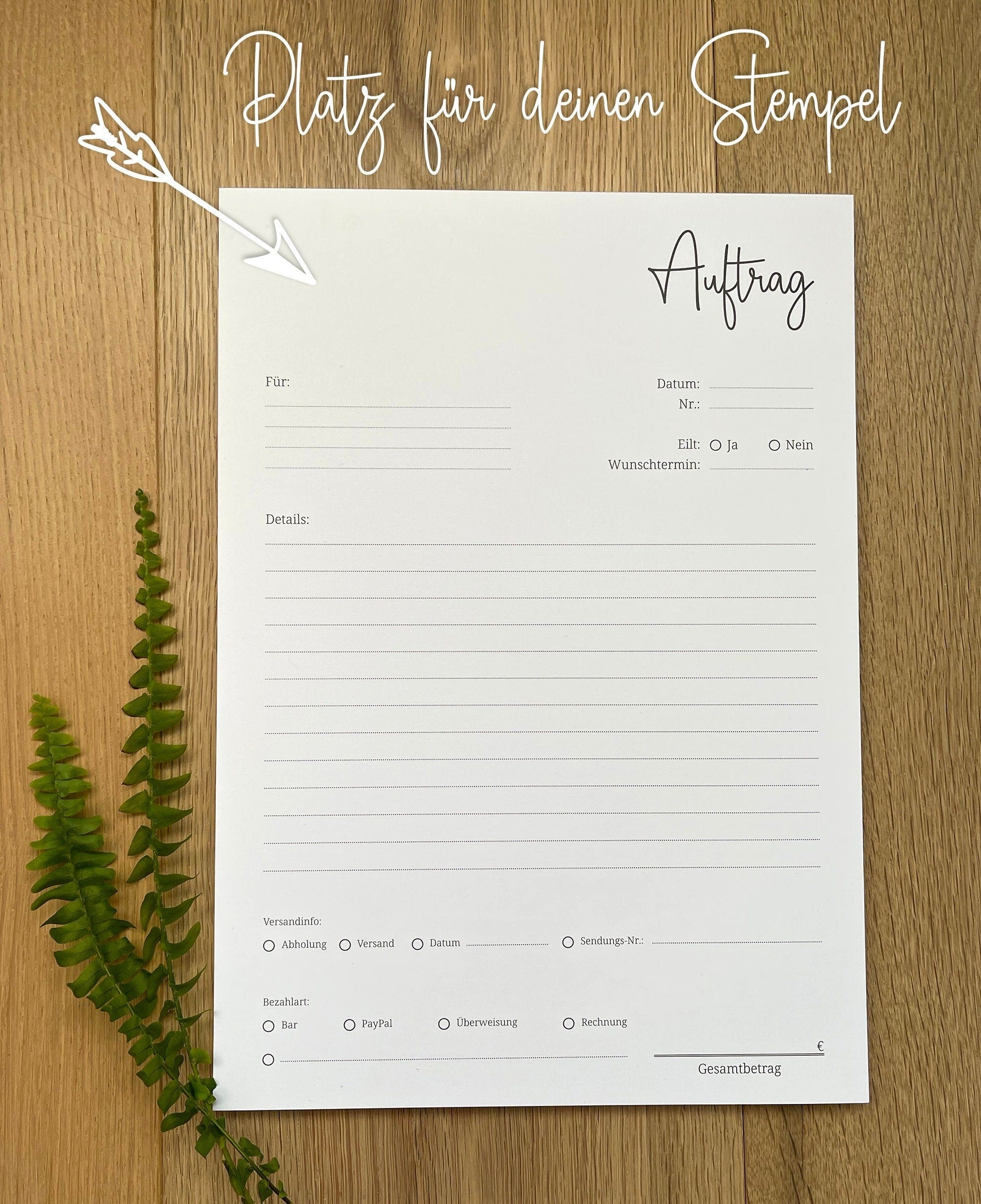 Auftragsblock in Din A4