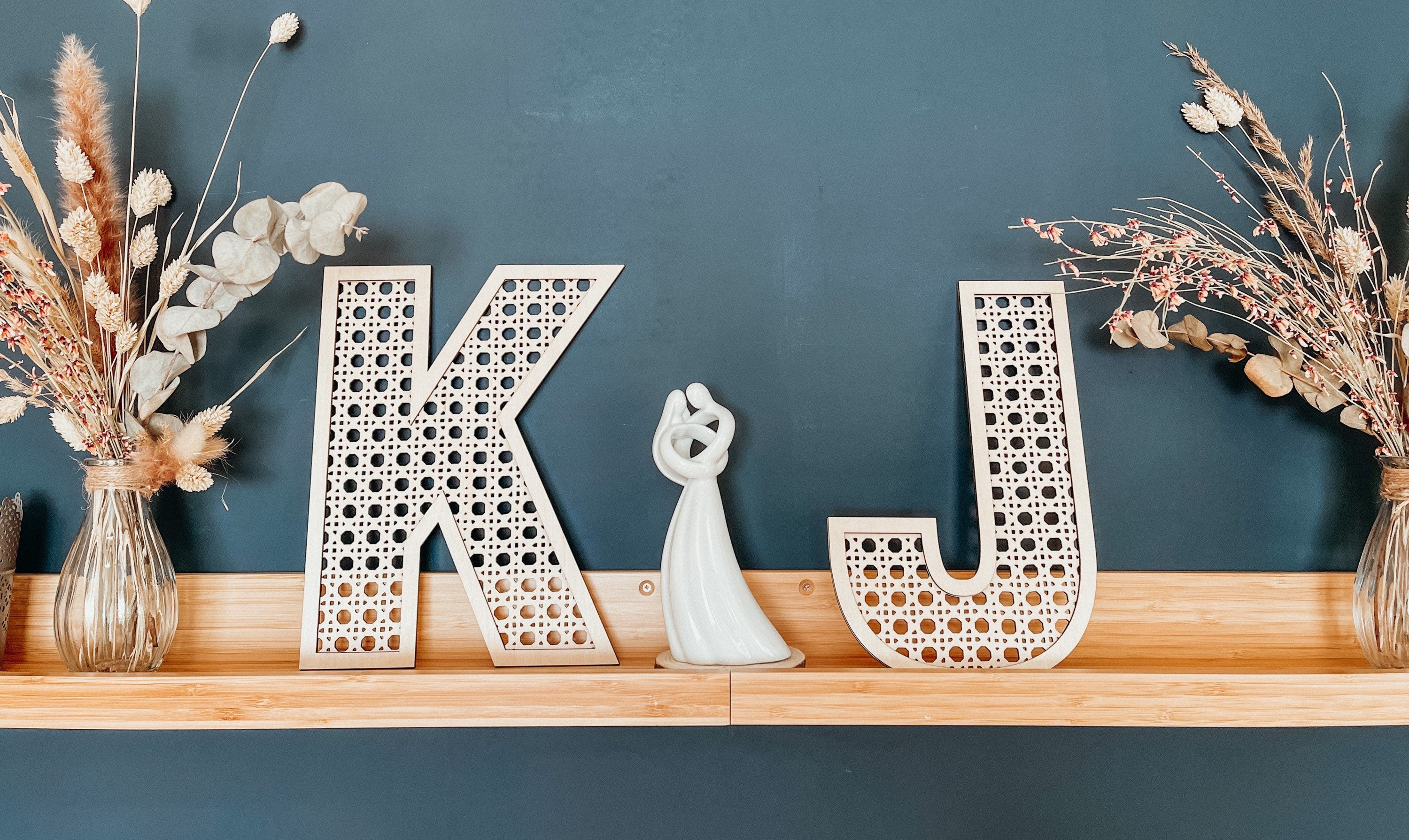 Rattan Buchstabe im Boho Stil