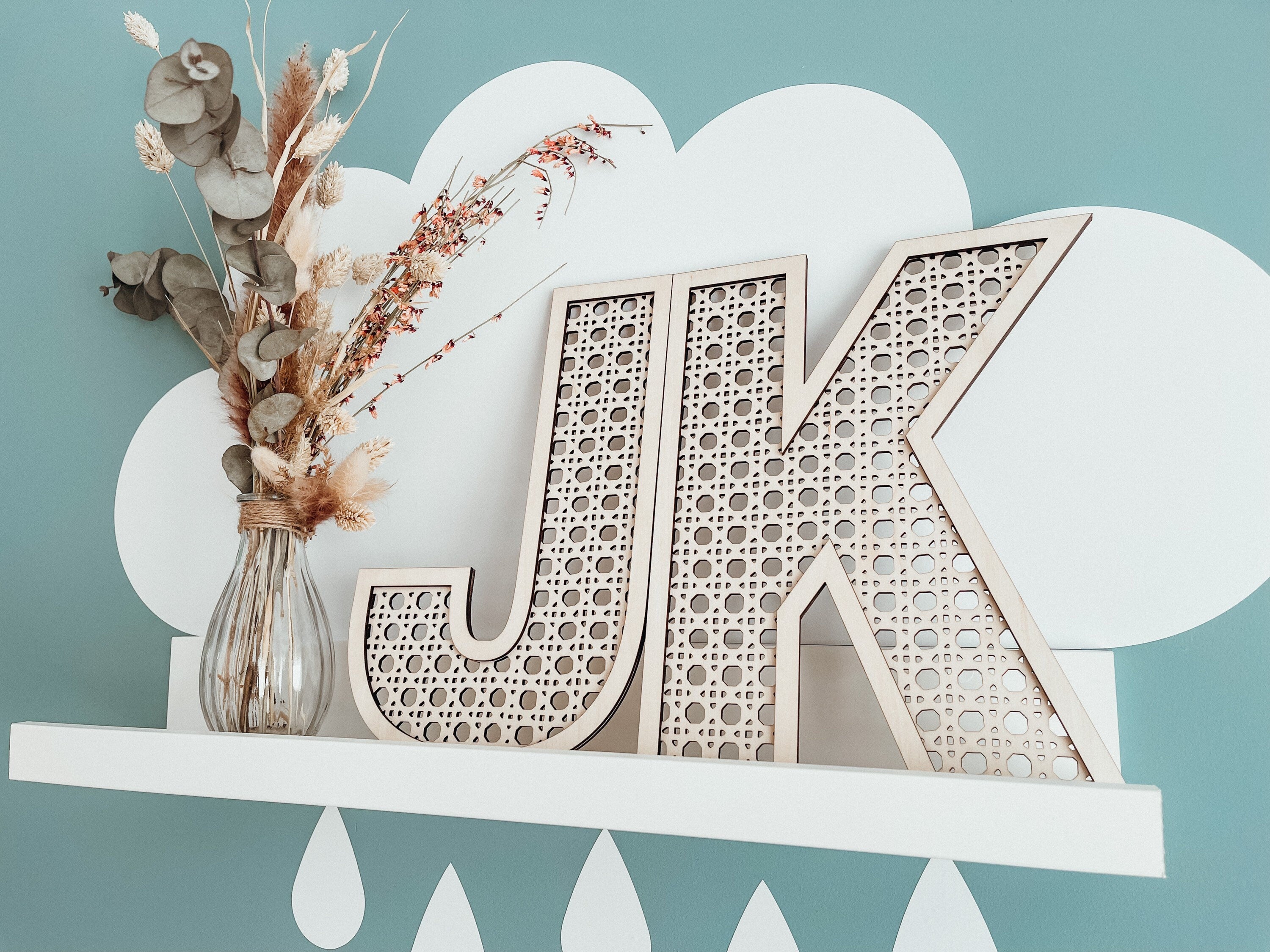 Rattan Buchstabe im Boho Stil