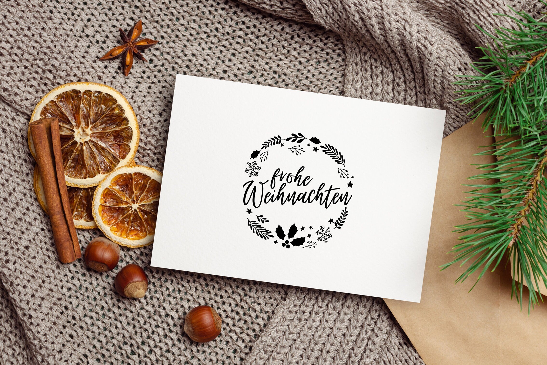 Stempel Kranz "frohe Weihnachten"