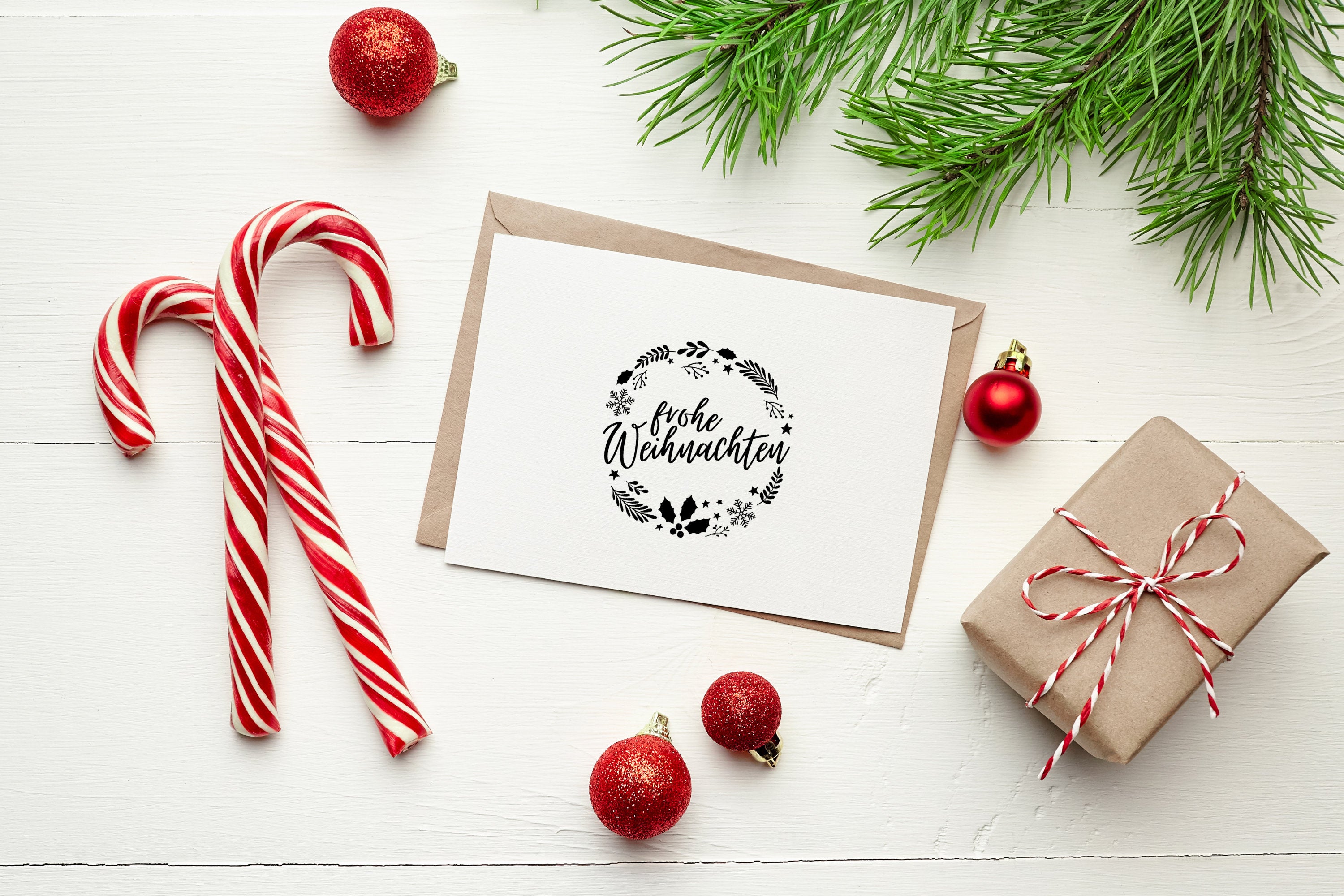 Stempel Kranz "frohe Weihnachten"