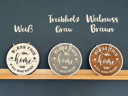 Holzschild „Bless this Home and all who enter“