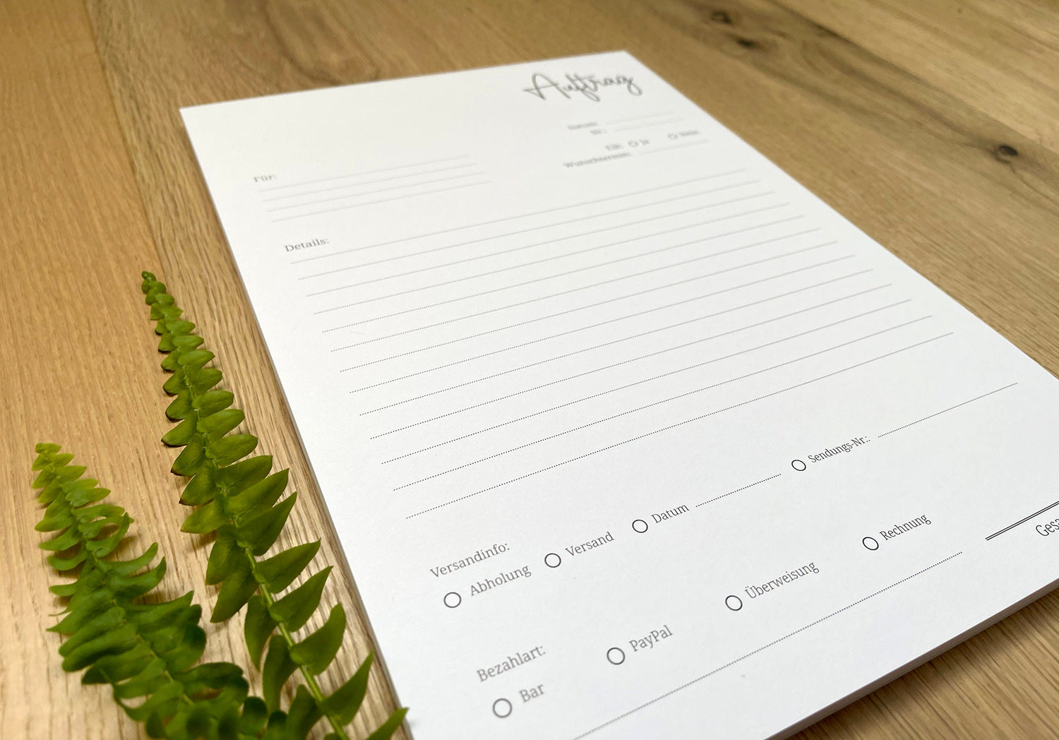 Auftragsblock in Din A4