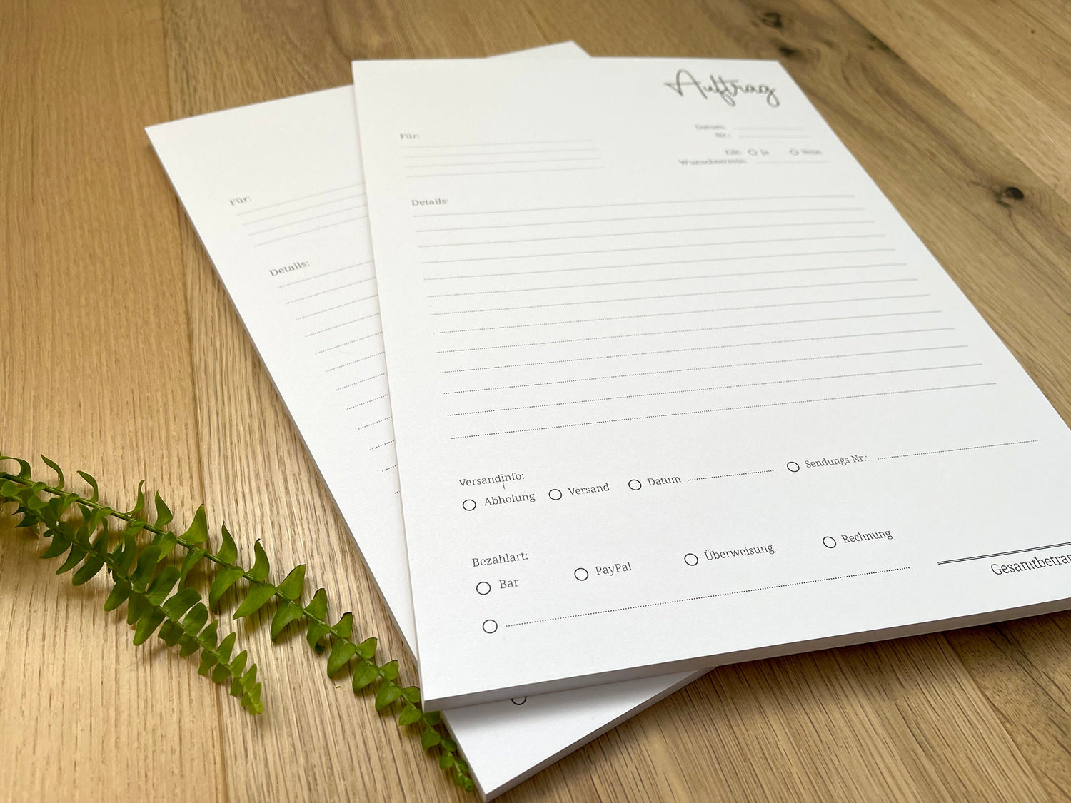 Auftragsblock in Din A4