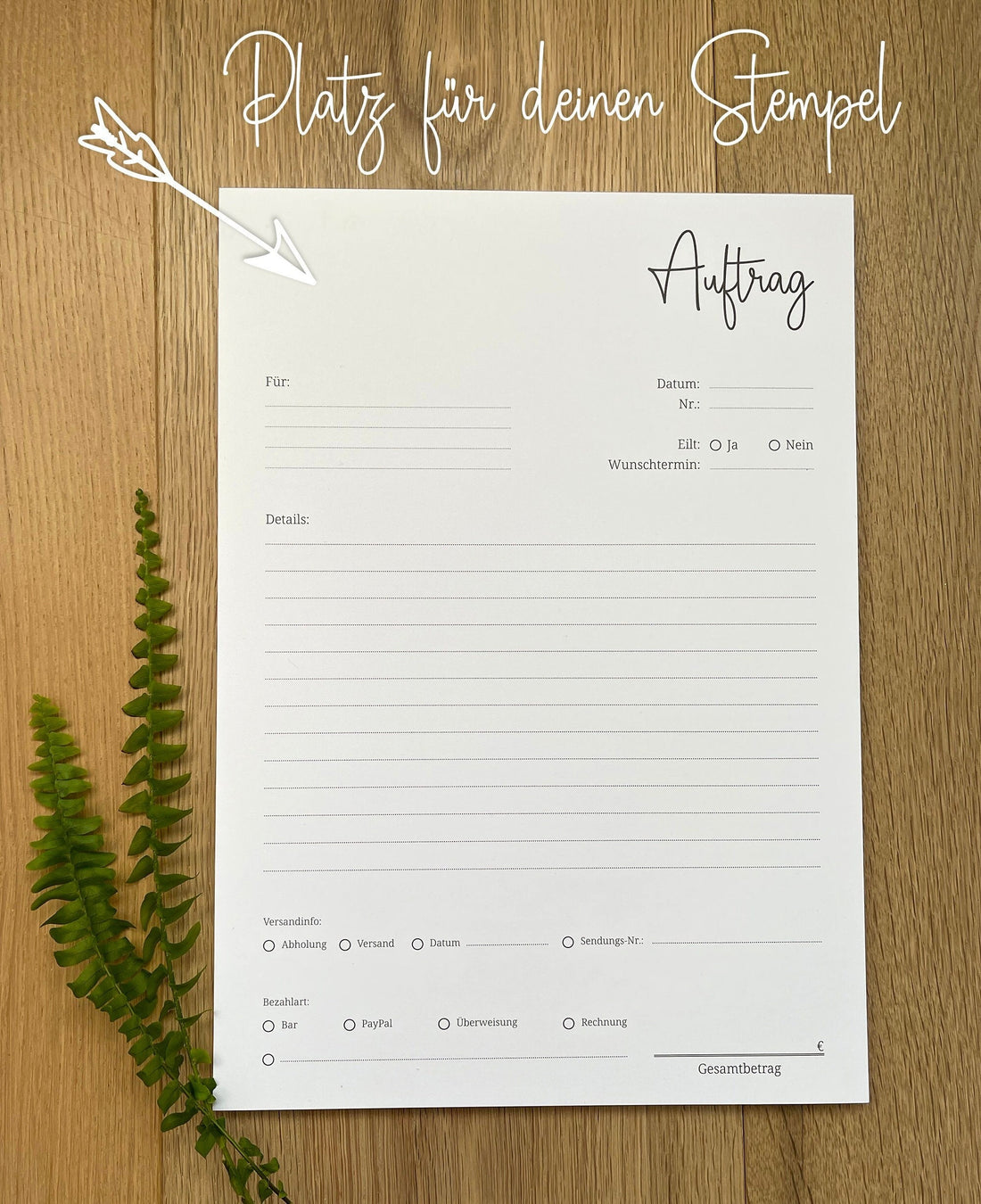 Auftragsblock in Din A4