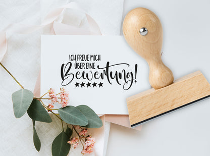 Stempel &quot;Ich freue mich über eine Bewertung&quot;