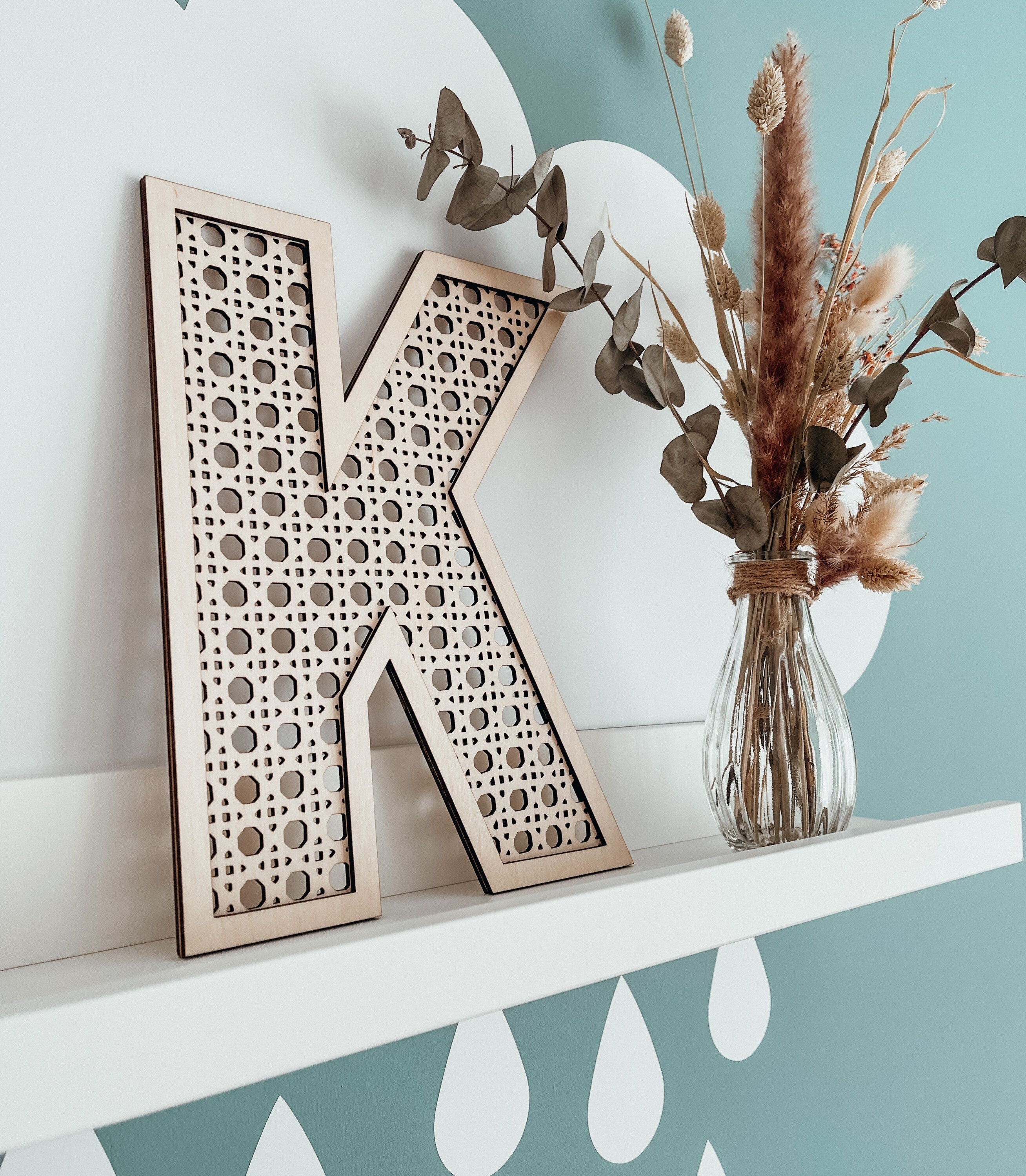 Rattan Buchstabe im Boho Stil