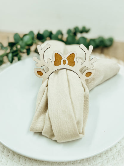 Serviettenringe aus Holz für Tischdeko zu Weihnachten Hirschgeweih
