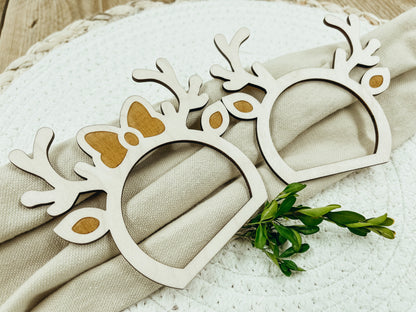 Serviettenringe aus Holz für Tischdeko zu Weihnachten Hirschgeweih